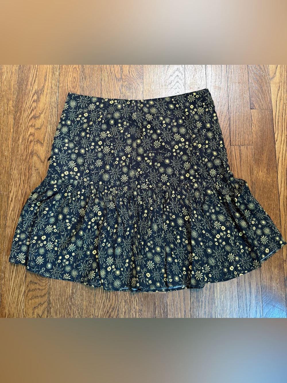 Women's Black Floral Ruffle Skirt
